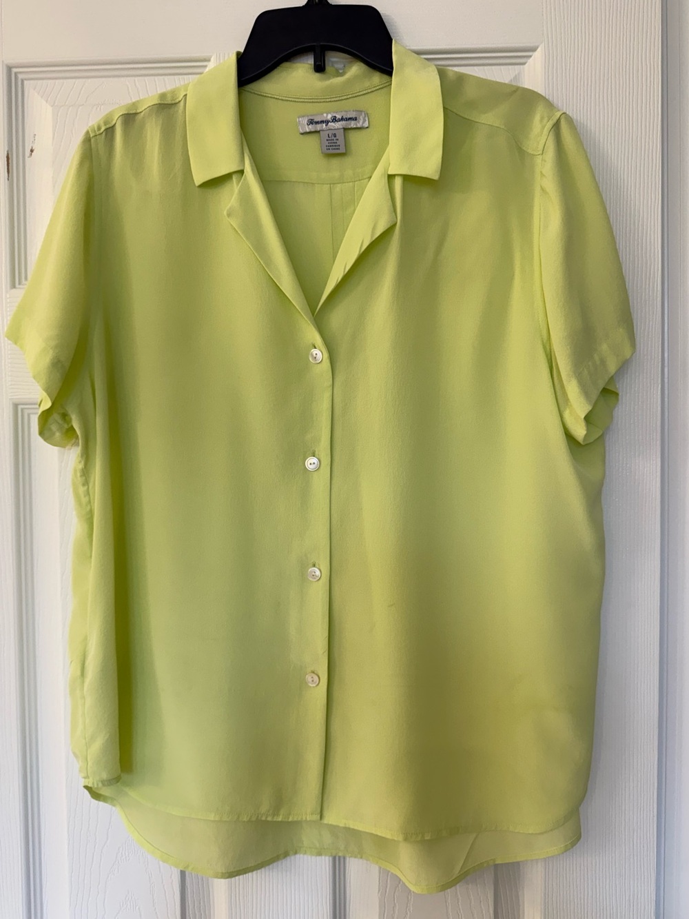 Tommy Bahama Neon Lime Short-Sleeve Button-Up Silk Shirt